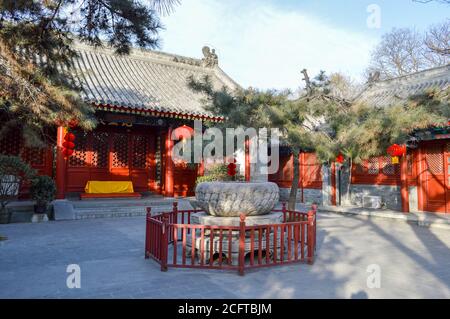 Beijing / China - February 2, 2014: Fayuan Temple (Temple of the Origin of the Dharma), constructed in 645 is one of the oldest Buddhist temples in Be Stock Photo