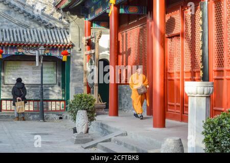 Beijing / China - February 2, 2014: Fayuan Temple (Temple of the Origin of the Dharma), constructed in 645 is one of the oldest Buddhist temples in Be Stock Photo