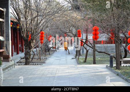 Beijing / China - February 2, 2014: Fayuan Temple (Temple of the Origin of the Dharma), constructed in 645 is one of the oldest Buddhist temples in Be Stock Photo