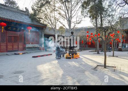 Beijing / China - February 2, 2014: Fayuan Temple (Temple of the Origin of the Dharma), constructed in 645 is one of the oldest Buddhist temples in Be Stock Photo