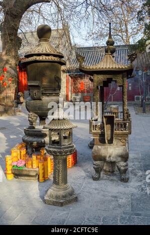 Beijing / China - February 2, 2014: Fayuan Temple (Temple of the Origin of the Dharma), constructed in 645 is one of the oldest Buddhist temples in Be Stock Photo