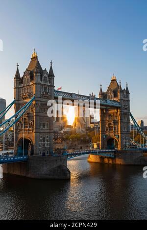 England, London, Southwark, Tower Bridge and City of London Skyline Stock Photo