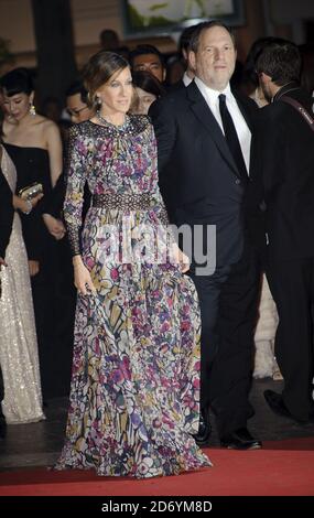 Sarah Jessica Parker and Harvey Weinstein arrive at the premiere of Wu Xia during the 64th Cannes International Film Festival, at the Palais des Festivales in Cannes, France. Stock Photo