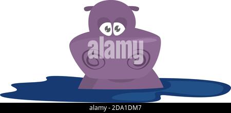 Big purple hippo,illustration,vector on white background Stock Vector