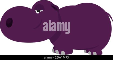 Purple hippo ,illustration,vector on white background Stock Vector