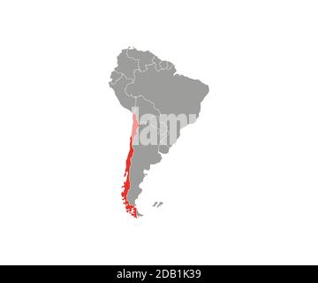 Chile on South America map vector. Vector illustration. Stock Vector