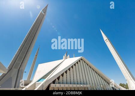 Shah Faisal Mosque is one of the largest Mosques in the World. Islamabad, Pakistan. Stock Photo