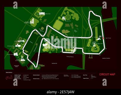 Illustration of the street circuit of the first Formula One night race in Singapore which will be the host city for the SingTel Singapore Grand Prix from September 26-28. Photo by Cameleon/ABACAPRESS.COM Stock Photo