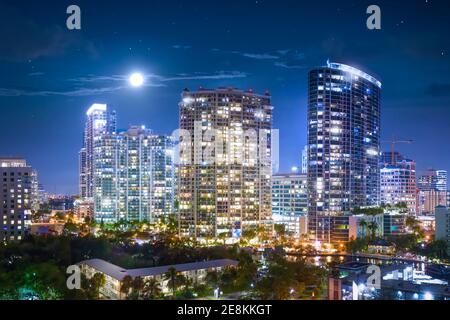 An aerial view of part of the Fort Lauderdale skyline. Stock Photo