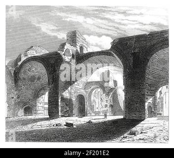 Antique illustration of the baths of Caracalla in Rome, Italy. Published in Systematischer Bilder-Atlas zum Conversations-Lexikon, Ikonographische Enc Stock Photo