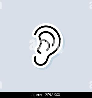 Ear sticker. Hearing logo. Ear, hearing symbol. Vector on isolated background. EPS 10. Stock Vector