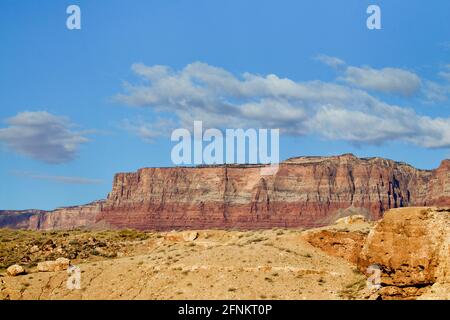 Vermilion Cliffs at Marble Canyon from the Navajo Bridge at Glen Canyon in Arizona Stock Photo