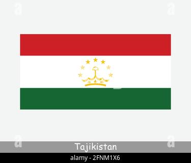 National Flag of Tajikistan. Tajikistani Country Flag. Republic of Tajikistan Detailed Banner. EPS Vector Illustration Cut File Stock Vector