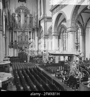 Amsterdam. Interior of the Westerkerk with the large organ, September 2, 1965, baroque, interior, church buildings, light crowns, organs, renaissance, columns, The Netherlands, 20th century press agency photo, news to remember, documentary, historic photography 1945-1990, visual stories, human history of the Twentieth Century, capturing moments in time Stock Photo