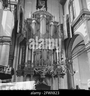 Amsterdam. Interior of the Westerkerk with the large organ, September 2, 1965, baroque, interior, church buildings, light crowns, organs, renaissance, columns, The Netherlands, 20th century press agency photo, news to remember, documentary, historic photography 1945-1990, visual stories, human history of the Twentieth Century, capturing moments in time Stock Photo