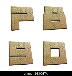 3D rendering of diamond metal plate alphabet - digits 7-0 Stock Photo