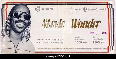 Stevie Wonder ticket concert, 17 August 1984, Lisbon, Portugal Stock Photo