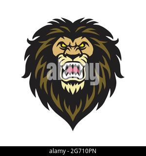 Angry Lion Head Roaring Logo Stock Vector