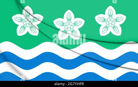 3D Flag of Cumberland county, England. 3D Illustration. Stock Photo