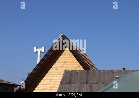 Part of an old village roof Stock Photo