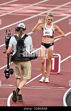 Tokyo, Japan. 03rd Aug, 2021. Athletics. Olympic stadium. 10-1 Kasumigaokamachi. Shinjuku-ku. Tokyo. Alexandra Bell (GBR) at the start of the womens 800m final. Credit Garry Bowden/Sport in Pictures/Alamy live news Credit: Sport In Pictures/Alamy Live News Stock Photo