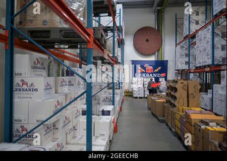 SWEDEN, Leksand, crispbread factory Leksands Knäckebröd / SCHWEDEN, Leksand, Knäckebrotfabrik Leksands Knäckebröd Stock Photo