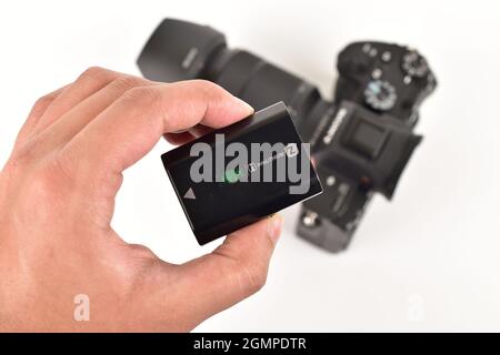 Lithium ion battery of digital camera Stock Photo