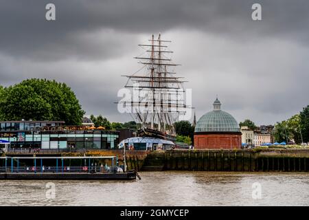 The Cutty Sark Clipper Ship Taken From The River Thames, Greenwich, London, UK. Stock Photo