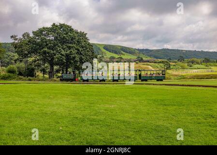 Port Talbot Rhondda Cynon Taff, Wales UK July 20 2014 Model passenger railway steam locomotive at Margam country park Stock Photo