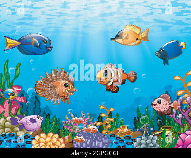 Cartoon fish under the sea Stock Vector