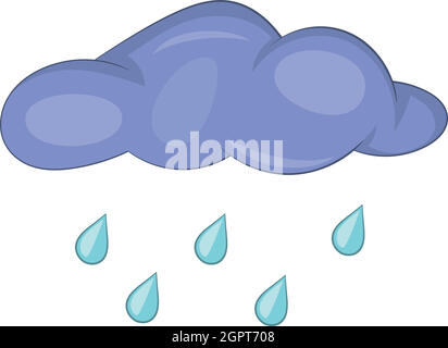 Cloud with rain drops icon, cartoon style Stock Vector