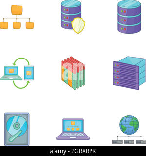 Internet hosting technology icons set Stock Vector