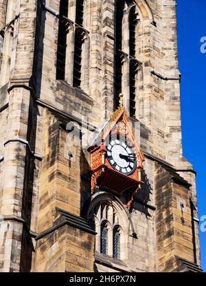 Close-up of the clock on the lantern tower of Newcastle Cathedral of St Nicholas Stock Photo