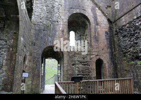 Peveril Castle keep, Castleton, Hope Valley, High Peak, Derbyshire, East Midlands, England, Great Britain, UK, Europe Stock Photo