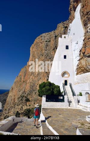 THE PANAGIA CHOZOVIOTISSA MONASTERY NEAR HORA ON THE ISLAND OF AMORGOS, CYCLADES, GREECE Stock Photo