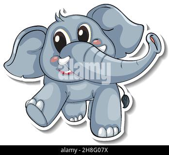 Happy elephant animal cartoon sticker illustration Stock Vector