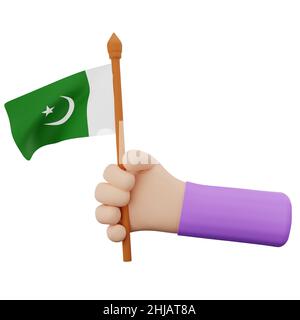 3d hand rendering with pakistan national day concept Stock Photo