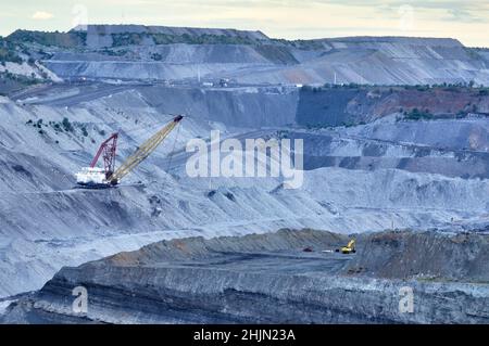 Massive dragline operating in the open cut coal mine Dawson Mine near Moura Queensland Australia Stock Photo