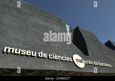 Museu Blau - Natural Science Museum building exterior in Barcelona Spain. Modern landmark architecture designed by Herzog and de Meuron architects. Stock Photo