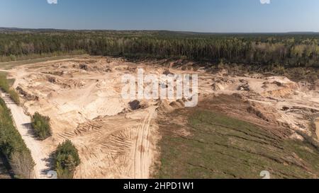 Gravel and sand open pit mining Stock Photo