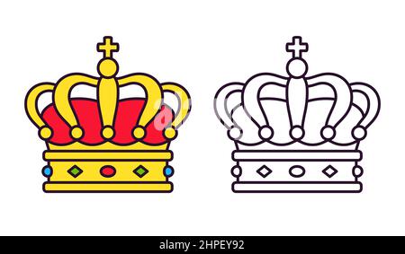 Dutch royal crown icon, Crown of the Netherlands. Black and white and color. Vector clip art illustration. Stock Vector