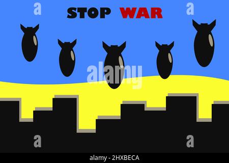 Stop war and No war concept in honor of Ukraine Stock Photo