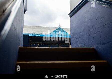 A view of the Sheffield Wednesday clock face inside Hillsborough Stadium Stock Photo