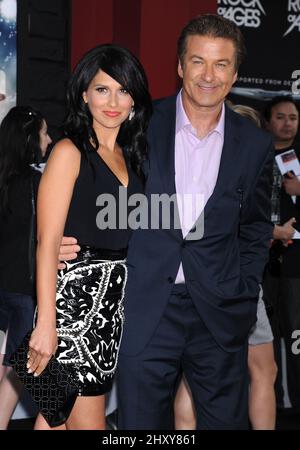 Alec Baldwin and fiancee Hilaria Thomas attend the 'Rock of Ages' World Premiere held at Grauman's Chinese Theatre, Hollywood. Stock Photo