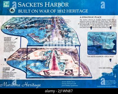 Sackets Harbor, New York, USA. March 2022. Sackets Harbor informational outdoor map Stock Photo