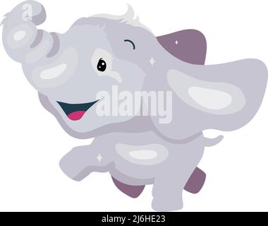 Cute happy elephant semi flat color vector character Stock Vector