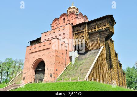 Golden Gate in Kiev, Ukraine - reconstructed medieval gateway, that was main entrance in the 11th century fortifications of the capital of Kievan Rus Stock Photo