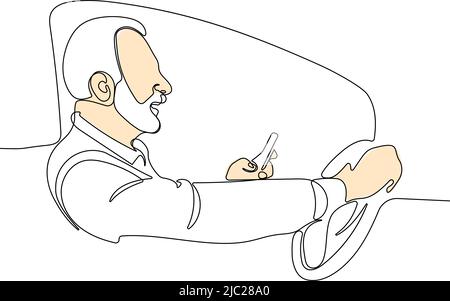 Continuous one line drawing portrait businessman Stock Vector