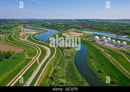 Haltern-Marl, North Rhine-Westphalia, Germany - Lippe, flood protection in the Haltern-Lippramsdorf-Marl area (HaLiMa). Flood protection on the Lippe Stock Photo