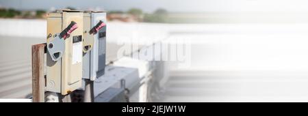 electrical safety switch box on isolate background.main electrical switching control. Stock Photo